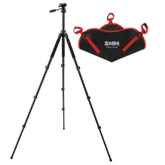 SoHo Urban Artist Deluxe Durable Aluminum Camera Tripod w/ Tripod Weight Bag, 3-Way Tilting Head, Telescoping Legs, Quick Release Plate, Adjusts 24.5-58in, Bubble Level, Compass, & Nylon Carrying Case