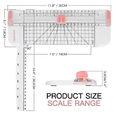 Portable Paper Trimmer,12 Inch Paper Slicer Scrapbooking Tool with Automatic Security Safeguard and Side Ruler for Craft Paper,A4 A5 Paper,Coupon, Label and Cardstock (Blue) (Pink)