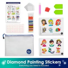 5D Diamond Painting Stickers Kits for Kids and Adult Beginners Gem Paint by Numbers Diamonds Arts for Boys and Girls Ages 6 7 8-12 DIY Princesses kit with Dots Gifts for Kid