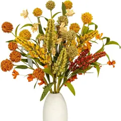 17 Inches Boho Autumn Flowers 9 PCs Faux Fall Flower Stems