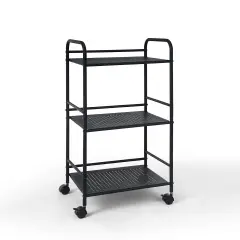 3-Tier Rolling Utility Cart &ndash; Metal Storage Organizer with Wheels Black