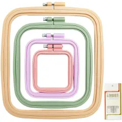 4 Pieces Embroidery Hoop Rectangle Square Embroidery Frame Cross Stitch Hoop Sewing Tool for Art Craft Handy Sewing (Multicolor),with Gold Eye Embroidery Needles