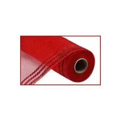 10" Border Stripe Metallic Mesh Ribbon: Red (10 Yards)