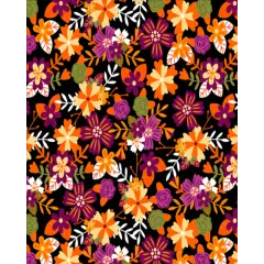 Halloween Flowers Cotton Fabric| By the Yard | Sewing and Crafting | 44 inches wide