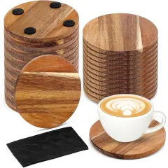 24PCS Wood Coasters Round Wooden Coasters
