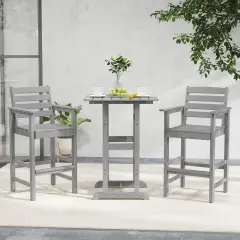 Set of 2 Patio HDPE Adirondack Bar Chairs with Wide Armrests and Inclined Backrest Perfect for Outdoor Use Grey