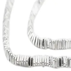 The Bead Chest Faceted Shiny Silver Triangle Heishi Beads (4mm, 16 Inch Strand)