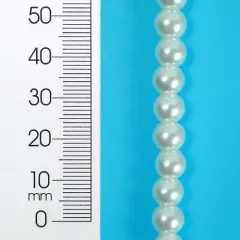 6 Packs of 6mm x 6mm Round Pearl GlassBead 8 Inch Strand Pack of 3