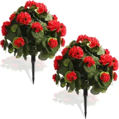 2 Pcs 22'' Artificial Geraniums Topiary Ball