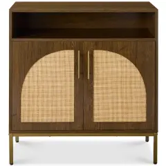 Best Choice Products Arched 2-Door Rattan Cabinet, Sideboard, Buffet, w/ Cord Cutout, Adjustable Storage Shelf Brown