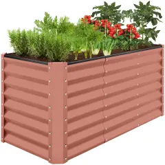 Best Choice Products 4x2x2ft Outdoor Metal Raised Garden Bed, Planter Box for Vegetables, Flowers, Herbs Terracotta