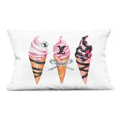 Stupell Industries Glam Ice Cream Cones Decorative Printed Throw Pillow design by Amanda Greenwood, 14 x 7 x 20