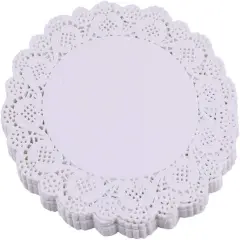White Lace Paper Doilies - 6 inch Round Paper Doilies - Disposable Paper Placemats - for Wedding, Birthday, Cakes, Desserts, Tableware Food Decoration, Pack of 100