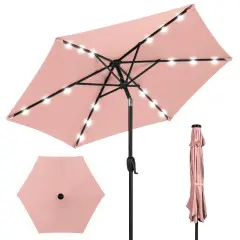 Best Choice Products 7.5ft Outdoor Solar Patio Umbrella for Deck, Pool w/ Tilt, Crank, LED Lights Rose Quartz