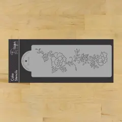 Peonies Spray Cake Side Stencil | C1065 by Designer Stencils | Cake Decorating Tools | Baking Stencils for Royal Icing, Airbrush, Dusting Powder | Reusable Plastic Food Grade Stencil for Cakes | Easy to Use & Clean Cake Stencil