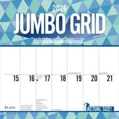 Jumbo Grid Large Print | 2026 12 x 24 Inch (Hanging) Monthly Square Wall Calendar | Matte Paper and Foil Stamped Cover