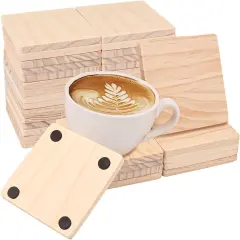 40 Unfinished Wood Coasters - 4 x 4 Inch