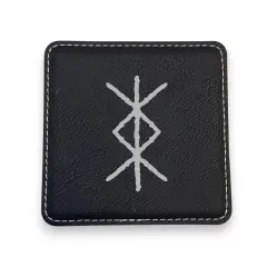 Coaster - Viking Protection Rune - SET OF 2 - Leather or Stitched Cork Black/Silver