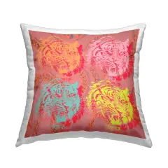 Modern Pop Tigers Design by Lil' Rue Throw Pillow 
