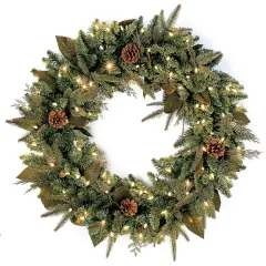 Northlight Pre-Lit Green River Spruce Artificial Christmas Wreath - 24" - Clear Lights
