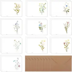 30 Pack Blank Cards with Envelopes, Elegant Floral Design Blank Cards, Greeting Card for Thank Love Sympathy, Card and Envelopes Stationary Set for All Occasions (4" x 6")
