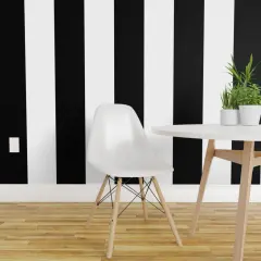 Pre-Pasted Wallpaper 2FT Wide Black And White Large Stripes Hollywood Regency Glam Monochrome Luxe Custom Pre-pasted Wallpaper by Spoonflower