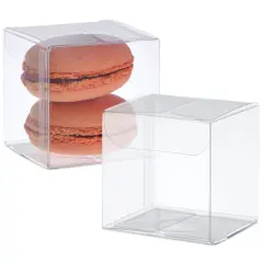100-Pack Clear Gift Boxes - 2x2x2 In Square Plastic Transparent Favor Boxes for Wedding, Baby Shower, Birthday Party