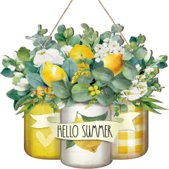 Welcome Wooden Sign for Front Door Wooden Hanger Summer Door Sign Wood Spring Hanging Decorations
