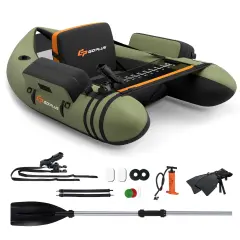 Inflatable Fishing Float with Adjustable Straps & Storage Pockets Green
