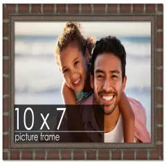 10x7 Modern Bamboo Picture Frame with UV-Resistant Acrylic & Acid Free Backing, Available in5 Finishes - Gold, Silver, Brown, Black, and Natural