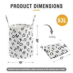 Large Storage Basket for Girls and Boys, Collapsible Laundry Hamper with Long Handles, Toy Bins for Nursery, Kids Room D&eacute;cor