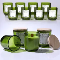 12PCS Premium 8oz Green Glass Candle Jars with Lids - Bulk Empty Vessels for Candles, Eco-Friendly Candle Containers for Wedding Gifts & Candle Making Supplies, Ideal for Candle Business Owners