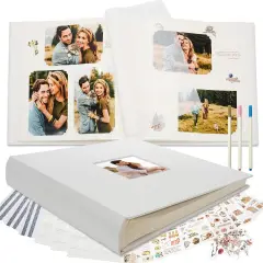 Premium Scrapbook Photo Album with Writing Space, DIY Scrapbook Album with 60 Pages, Large Photo Book for Baby Family Travel Vacation