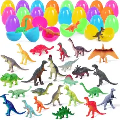 Easter Eggs with Mini Dinosuar for Kids, 24pcs Easter Basket Stuffers Easter Egg Hunt Filler Easter Classroom Prize Party Favor Supplies