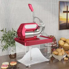 10 Gallon Storage Ice Crusher with Stainless Steel Dual Blades and Waterproof Safety Switch Red