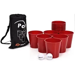 Giant Yard Pong Game Set with 12 Buckets and 2 Balls Outdoor Indoor Party Game for All Ages