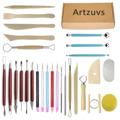28pcs Polymer & Pottery Sculpting Tools Set,Ceramic Tools, Modeling Clay Supplies Tools Kit for Carving,Trimming,Sculpture,Beginners