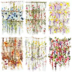60PCS Hanging Floral PET Stickers Set