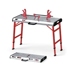 Silver Red Portable Welding Table with Galvanized Metal Top 1000 lbs