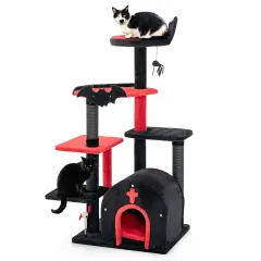 53 Inch Tall Cat Tree Tower with Cat Bed and 3 Jumping Platforms Ideal for Indoor Use