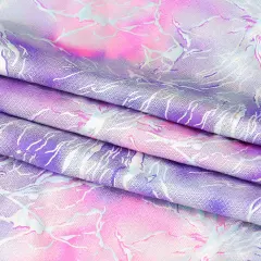 1 Yard Tie Dye Thunder Hologram Spandex Fabric 36" x 60" Length by Width Purple & Hot Pi