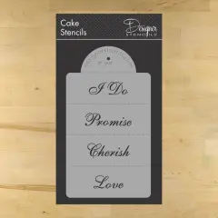 Love, Cherish, Promise and I Do Lettering Cake Stencil Side | C812 by Designer Stencils | Cake Decorating Tools |