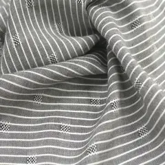 1 Yard Rayon Dobby Pin Stripe Fabric Gray & Ivory Lightweight Apparel Material 57/58" Wide