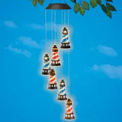 Collections Etc Solar Powered Nautical Lighthouse Garden Mobile