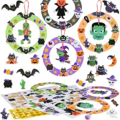 8 Pack Halloween Wreath Craft Kit for Kids Make You Own Halloween