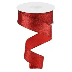 1.5" Shimmer Glitter Ribbon: Red (10 Yards)