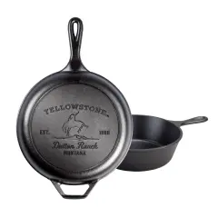 Lodge Yellowstone Combo Cooker Cast Iron Deep 3.2 Quart Skillet with Bucking Bronco Design Lid-Skillet, Versatile Pre-Seasoned Home and Camp Cookware