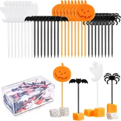 120 Pieces Plastic Halloween Food Picks and Cupcake Toppers