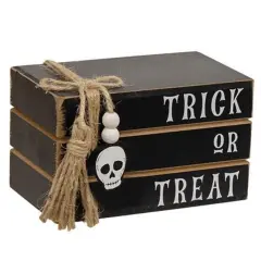 Halloween Trick or Treat Wooden Book Stack Decoration for Shelf or Table