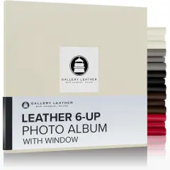 Gallery Leather Yarmouth 6 UP Photo Albums, Holds 4x6&rdquo; photos, Bonded Leather, Post-Bound, 20 pages, - 12.75" x 14.5" Freeport Ivory